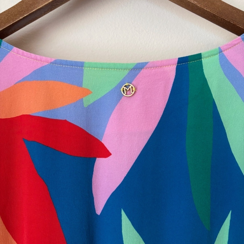 Marie Oliver Vibrant Botanical Print Silk Smocked Waist Dress XS - Picture 6 of 9